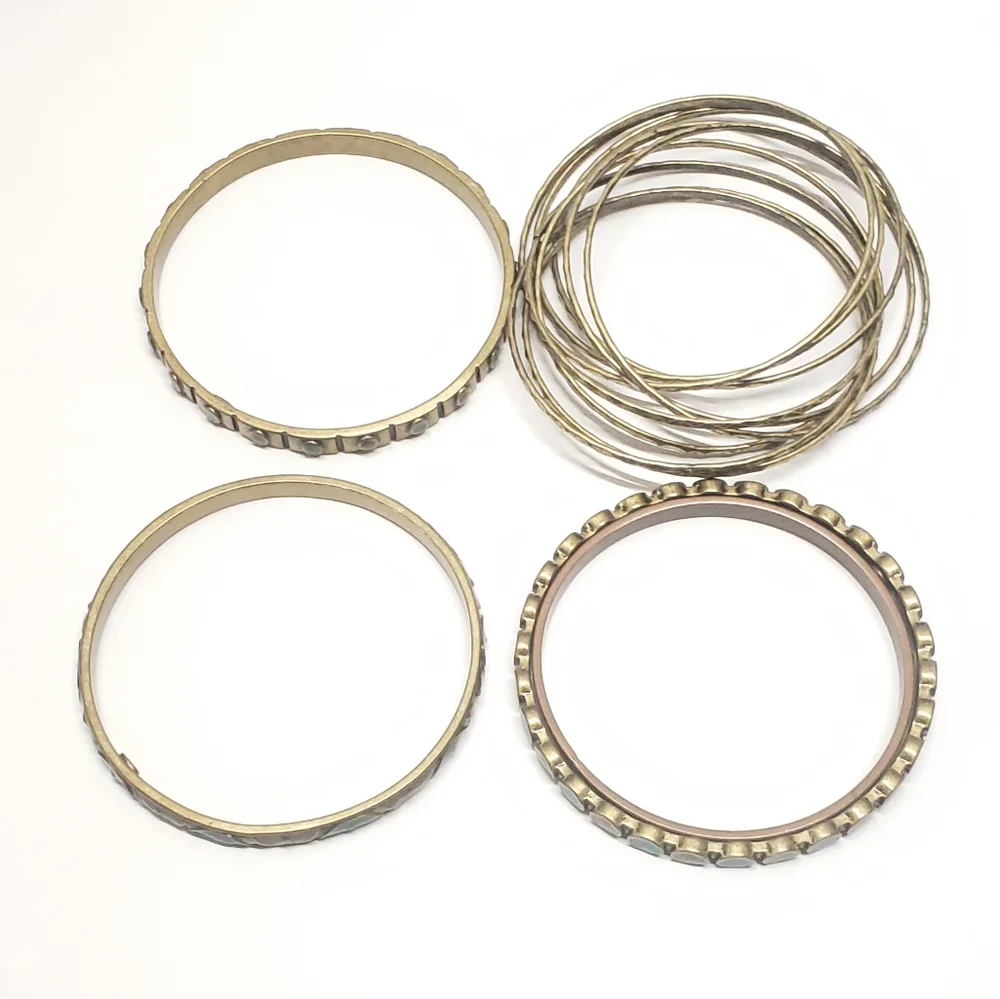 Purple & Blue Enamel Bronze Bangle Bracelet Set of 4 Premier Designs